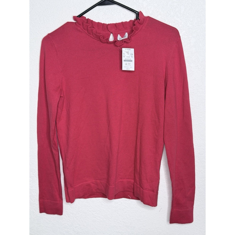 NWT$89.50 J.Crew Extra-Soft Crewneck Sweater Womens Size XS Red Cotton
